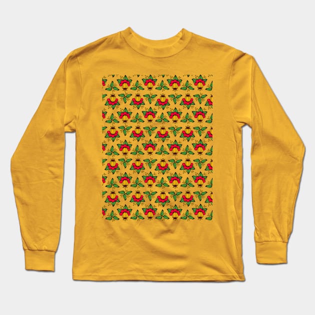 Exotic flower pattern Long Sleeve T-Shirt by Frenzy Fox